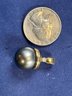 18K Yellow Gold With Black Tahitian Pearl And Diamond Accent