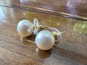 Pearl Earrings With 14K Yellow Gold Posts