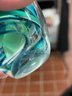 Green And Blue Paperweight Art Glass, Signed