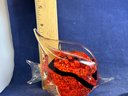Art Glass Fish Paperweight Red Black And Clear