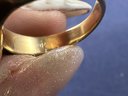 14K Yellow Gold Jade Ring Vintage With Scalloped Edge, Size 6