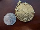 18K Yellow Gold Bezel Pendant - Please Read Description Below -Oro Puro 1946 Coin 50 Pesos Coin Pendant