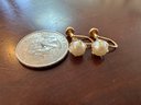 14K Yellow Gold Screback Pearl Earrings