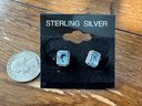 Sterling Silver Topaz Stud Earrings