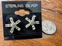 Sterling Silver And Diamond Simulant Stud Earrings