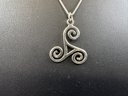 Sterling Silver Trio Swirl Necklace And Pendant, 18'