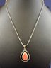 Sterling Silver And Coral Enamel Necklace, 18'