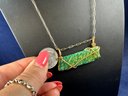 Handcrafted Wire Wrapped Art Glass Necklace On Paperclip Chain, 18'