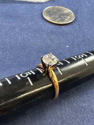 14K Yellow Gold Solitare Ring With Clear Stone