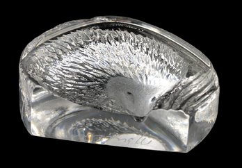 Mat Jonasson Small Crystal Glass Hedgehog Paperweight, Signed, 2' Long