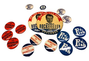 Lot Of 16 Nelson D. Rockefeller Campaign Pins Circa 1960's