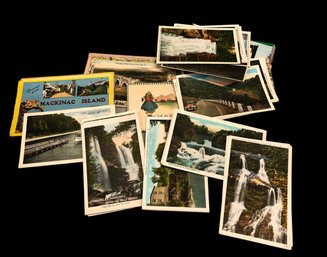Collection Of Vintage Travel Postcards Mainly Of Waterfalls
