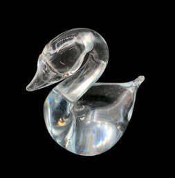 Petite, Vintage , Clear Crystal Swan Paperweight, Decorative Figure