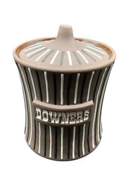 Rare And Collectible Jonathan Adler, 'Downers' Canister, Fired Brown Clay Pottery, 6.25' Tall