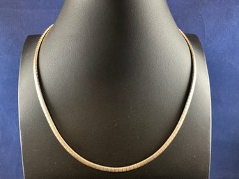 Sterling Silver Omega Necklace, Made In Italy, 18'