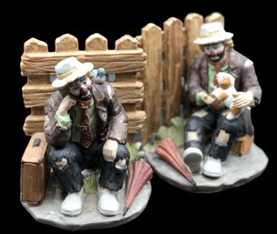 The Emmett Kelly JR Signature Collection Figurine Bookends Clown 9748