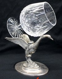 Antique Figural Silver Plated Swan Brandy Cognac Glass Warmer, Spain