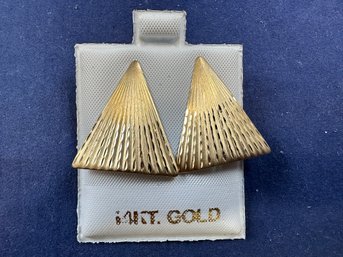 14K Yellow Gold Triangle Earrings