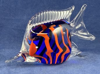 Blue And Red Art Glass Fish