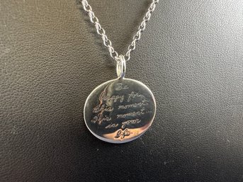 Sterling Silver Necklace, Be Happy For This Moment.  This Moment Is Your Life. Signed