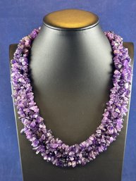 Purple Amethyst Chip Necklace, Adjustable 18-20'
