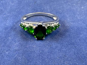 Sterling Silver And Chrome Diopside Ring, Size 9