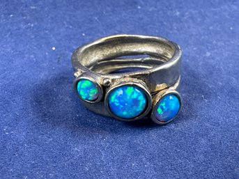 Sterling Silver Blue Opal Ring, Size 5.5