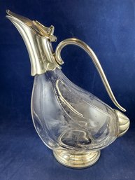 Vintage Goose Duck Silver Plated Decanter Pitcher
