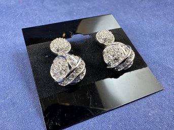 Christian Dior Earrings Silver Tone And Diamond Simulant