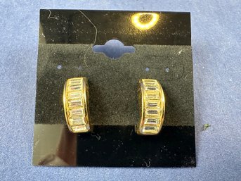 Christian Dior Earrings Gold And Diamond Simulant