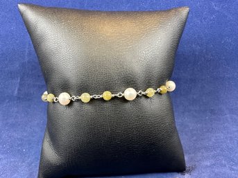 Sterling Silver Bracelet With Pearl, 8'