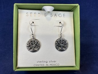 Sead And Sage Sterling Silver Earrings, New In Box