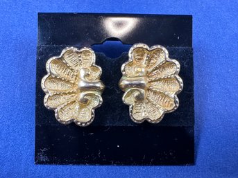 MMA Gold Tone Shell Earrings