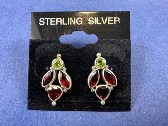 Sterling Silver Garnet And Citrine Sterling Silver Earrings