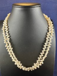 Double Strand Oval Pearls With Silver Fittings, 18'