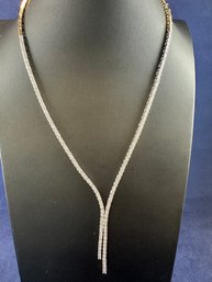 Sterling Silver And Diamond Similant Tennis Necklace With Drop, 20'