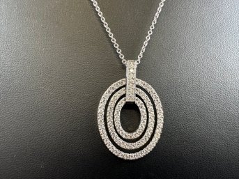 Sterling Silver Diamond Simulant Pendant Necklace, 16'