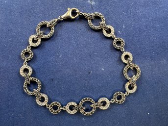 Sterling Silver And Marcasite Bracelet With Circles, 7'