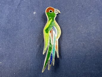 Sterling Silver & Enamel Bird  Pin Brooch, Mexico