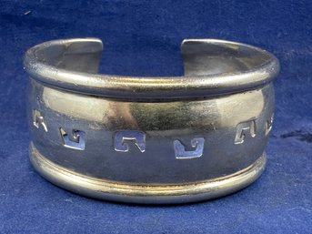 Sterling Silver Aztec Cutout Cuffed Bracelet, Mexico