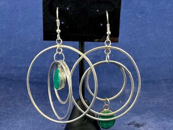 Sterling Silver Black Onyx And Malachite Reversible Earrings