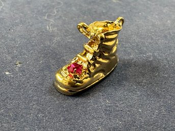 14K Yellow Gold & Ruby, Baby Bootie Charm