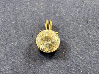 14K Yellow Gold Diamond Moissanite? Simulant Pendant
