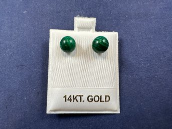 14K Yellow Gold And Malachite Stud Earrings