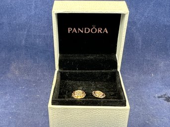 Gold Over Sterling Silver Pandora Earrings In Original Box