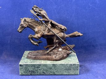 Miniture Bronze Remington Statue On Granate Base