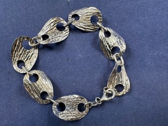 Sterling Silver Woodgrain Bracelet, 8'