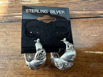 Sterling Silver Thick Hoop Earrings