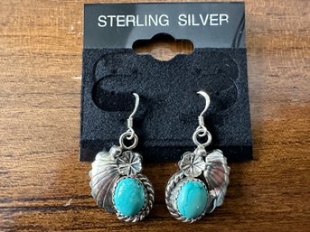 Sterling Silver Southwest Turquoise Hook Drop Earrings