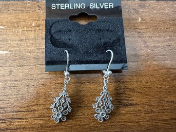 Sterling Silver Flower Marcastite Earrings